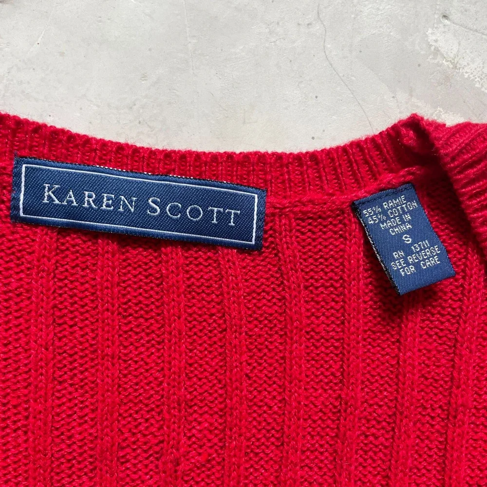 Vintage 90s Cable Knit Sweater Vest Small Red Preppy Academia Old Money Luxury‎